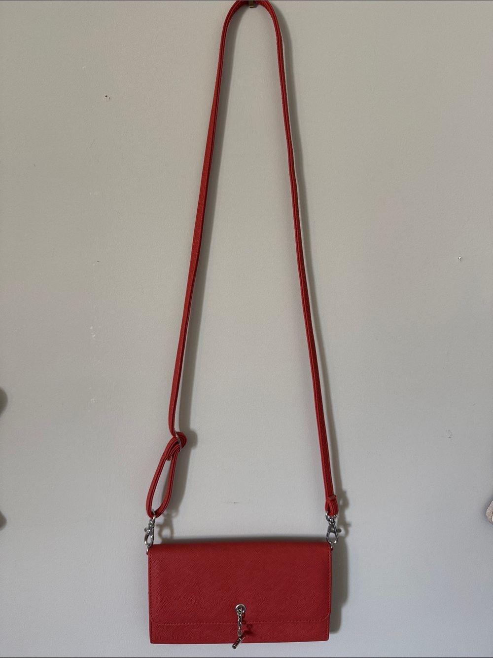 Nautica Red Leather-Textured Crossbody Wallet